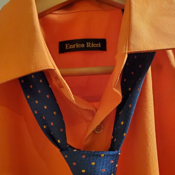 Enrico Ricci Mens Dress Shirt Long Sleeve With Matching Hilary Radley Tie. - Picture 2 of 5